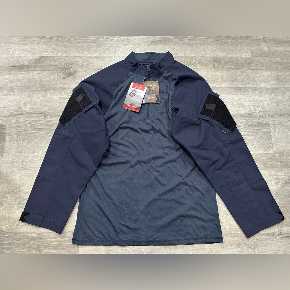 I321 NWT Tru-Spec TRU 1/4 Zip Combat Shirt Navy Blue Mens XL Regular On/Off Duty